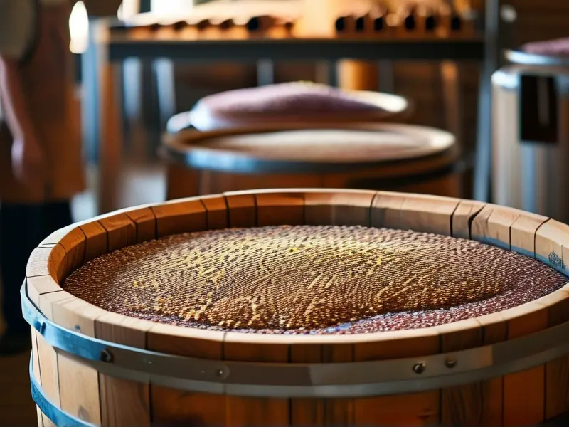 酿酒师检查发酵过程