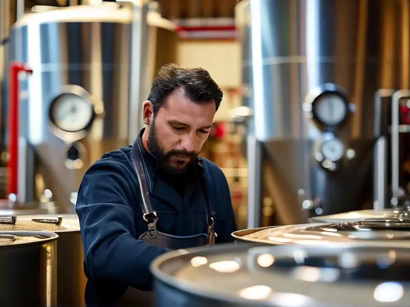 酿酒师检查发酵过程是否符合国标要求