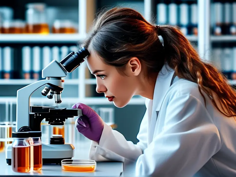 专业技术人员进行酿酒酵母检测鉴定工作场景
