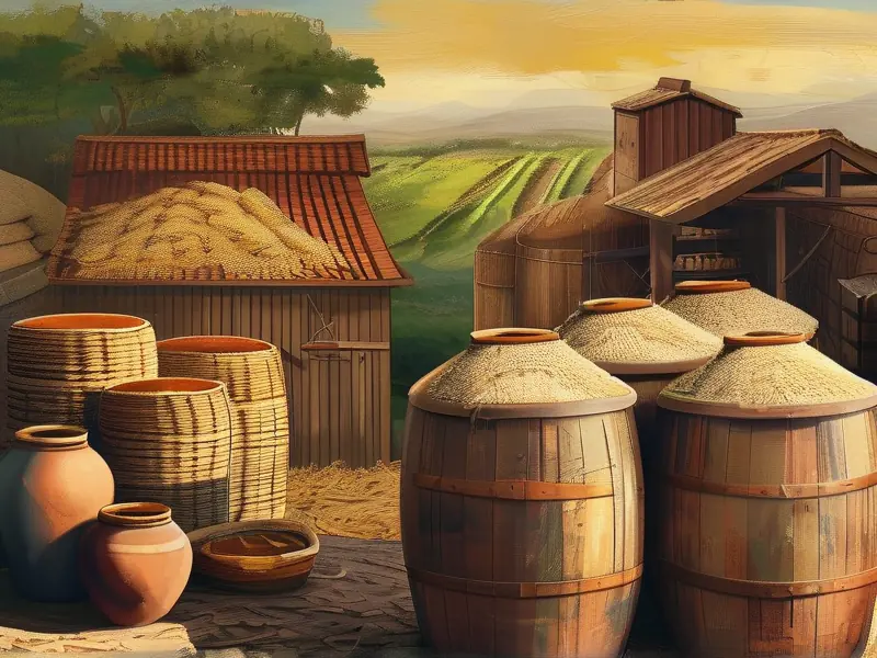 商周时期古人用陶器酿酒的场景复原图