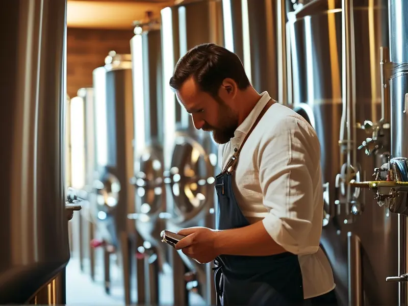 专业酿酒师操作啤酒发酵工艺流程