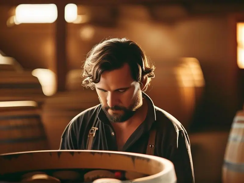 酿酒师检查甜白酒发酵过程