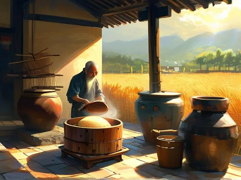 农家传统酿酒场景展示