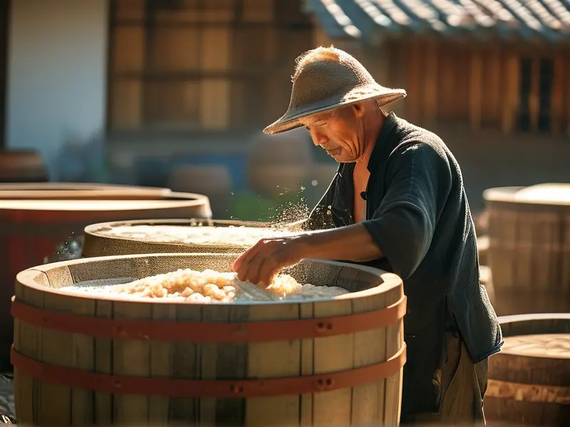 农家米酒酿造过程实拍