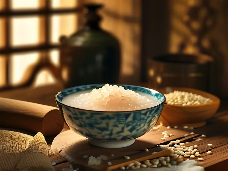 传统糯米酒与酿酒原料展示