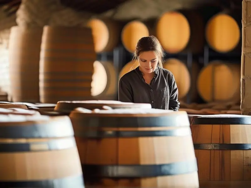 酿酒师检查女儿红酒发酵过程