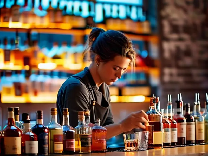 调酒培训班学员学习调酒技巧