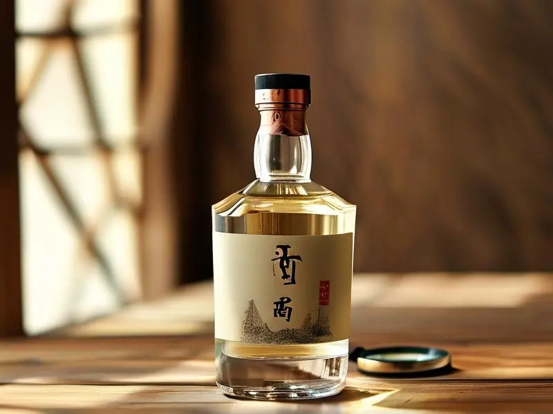 瓶装白酒标签细节展示