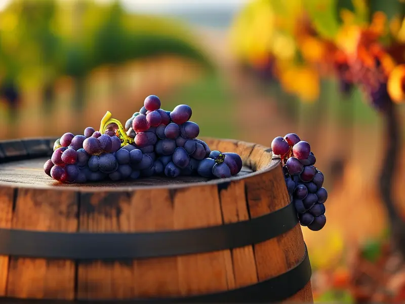 橡木桶发酵中的葡萄酒酿造过程实拍