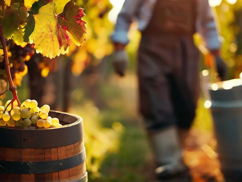 葡萄采摘与酿酒设备工作场景