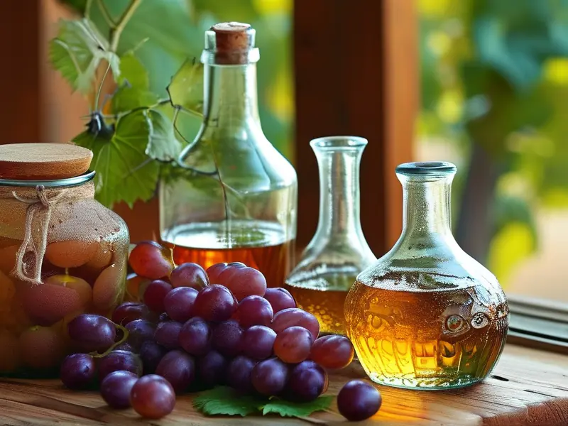 家庭葡萄酒酿制实验器材与原料摆放