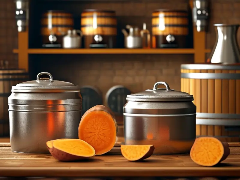 家庭自制红薯酒的原料与设备摆放