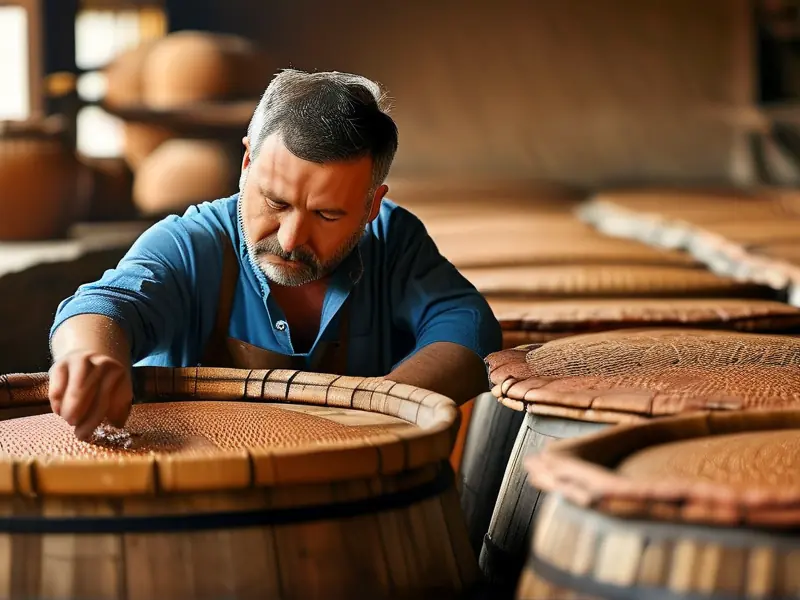 酿酒师检查酱香型白酒发酵过程