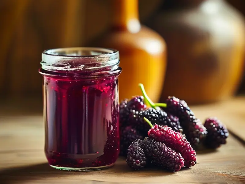 自制桑葚酒原料与成品对比图