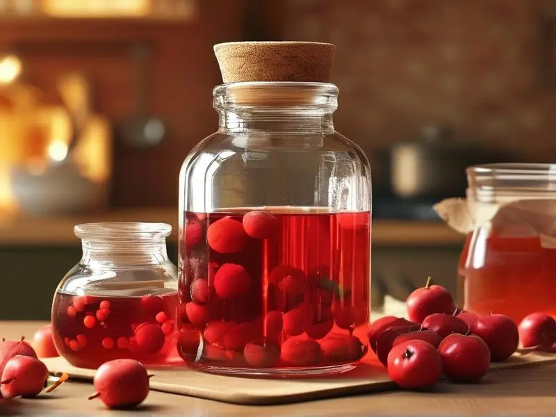 多种山楂泡酒成品展示与原料特写