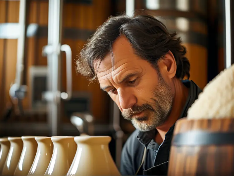 专业酿酒师检查优质酒曲