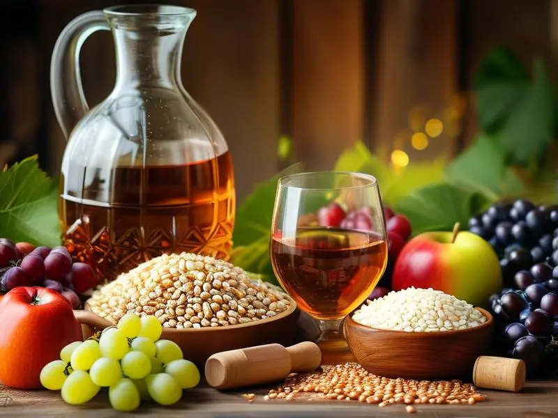 多种适合酿酒的原料展示