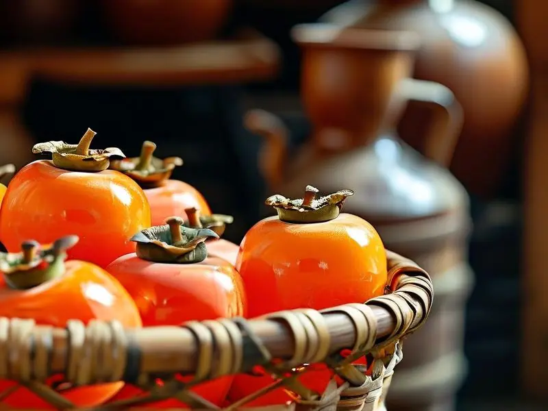 家庭自制柿子酒原料与发酵过程实拍图