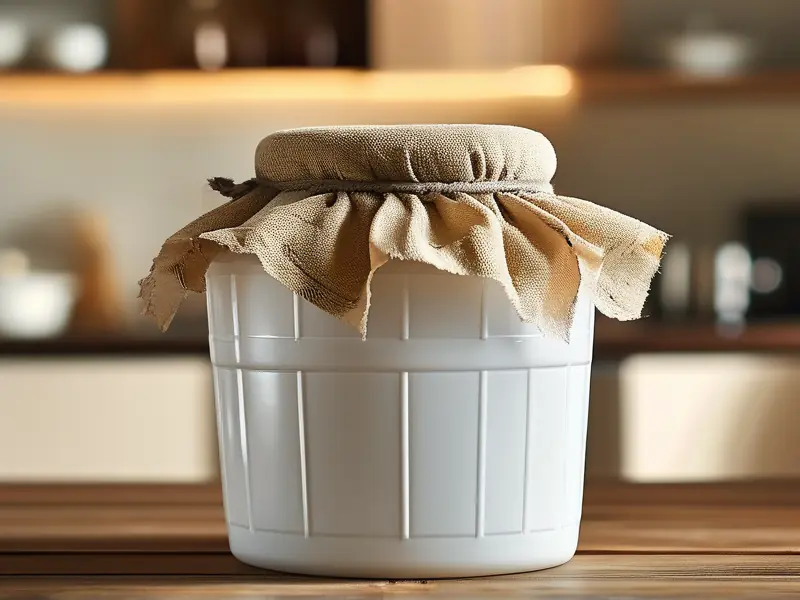 家庭使用塑料桶进行酿酒发酵过程实拍