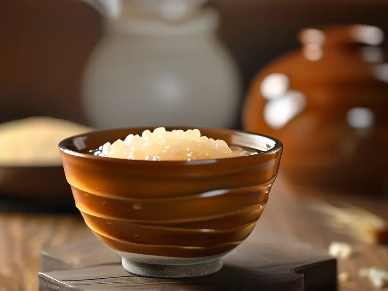 传统方法酿制的甜酒成品展示