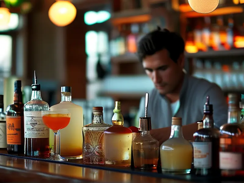 专业调酒师调制鸡尾酒