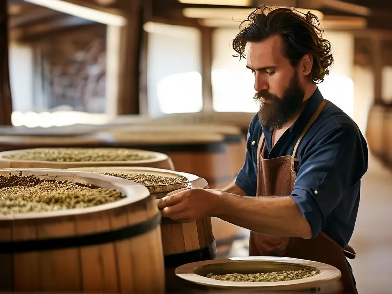 酿酒师手工制作酒曲的过程