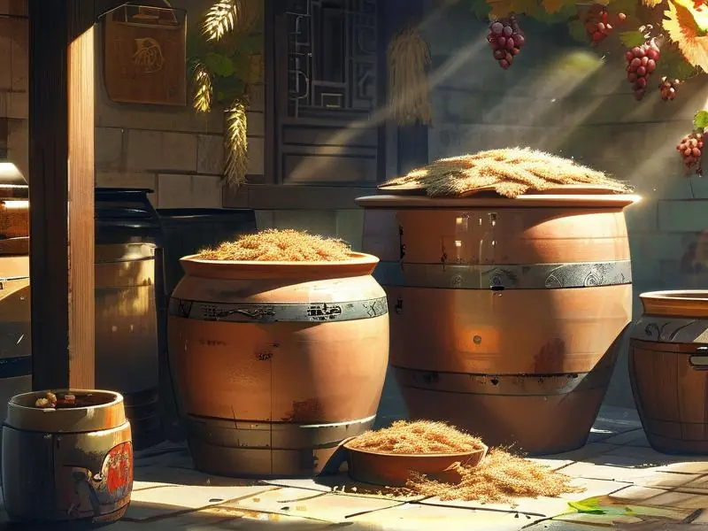 家庭自酿白酒工具与原料摆放示意图