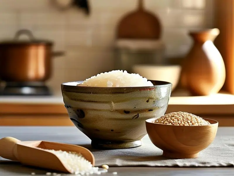 自酿米酒成品与原料展示