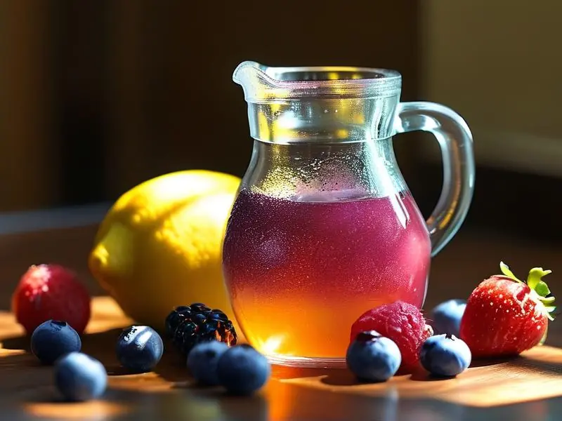 家庭自制多种水果酿造的色彩缤纷果酒展示