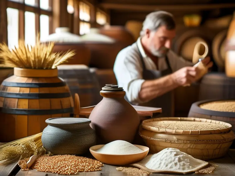 酿酒师手工制作酒曲的过程