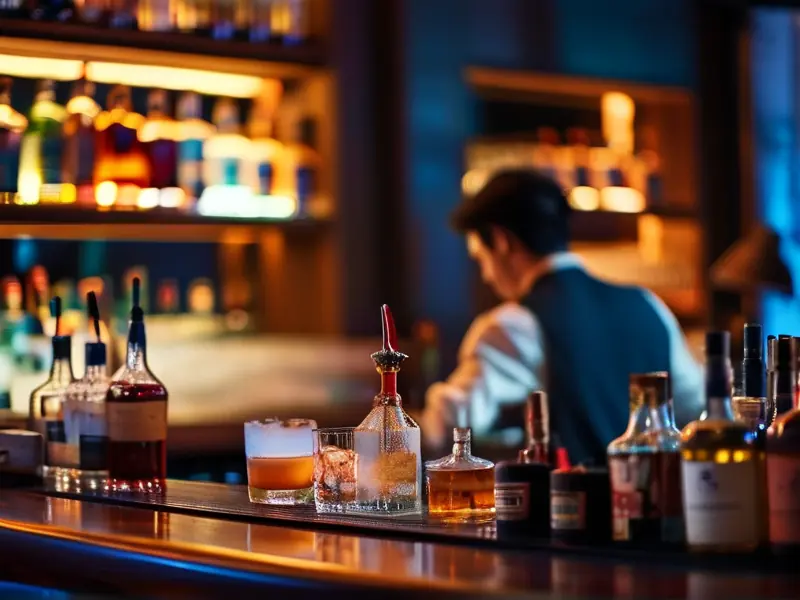 专业调酒师在浙江调酒培训机构示范鸡尾酒调制