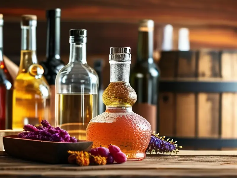 家庭自酿的不同香型酒类展示