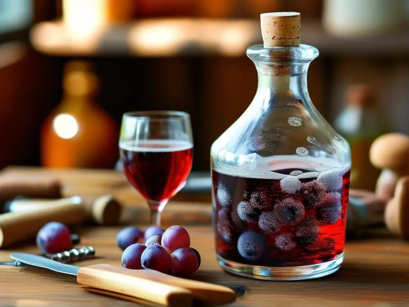 正在发酵中的自酿葡萄酒特写