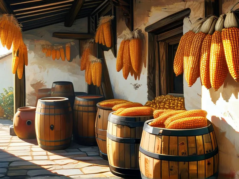 家庭自制玉米酒原料与工具摆放