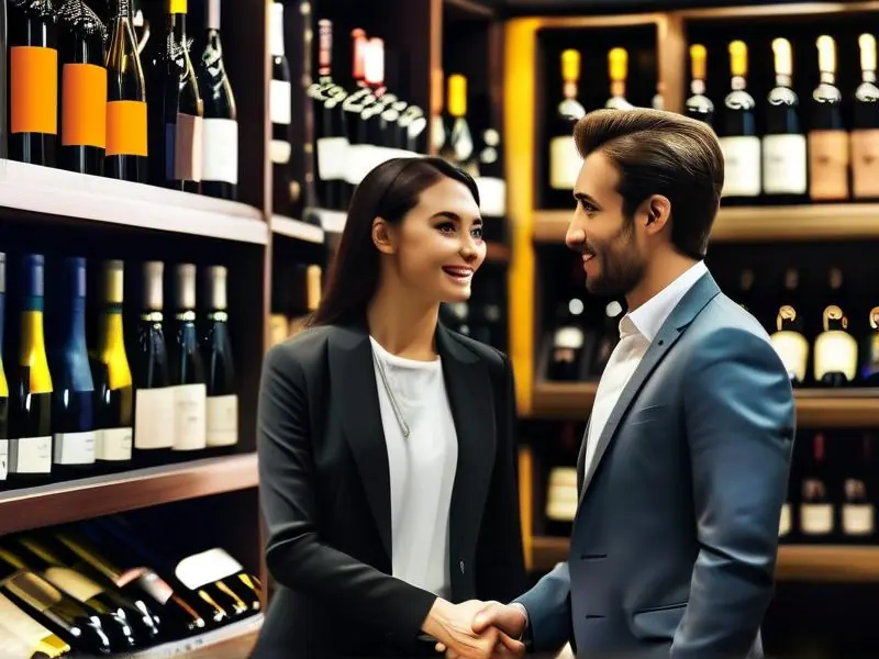 创业者与酒类品牌商洽谈加盟合作