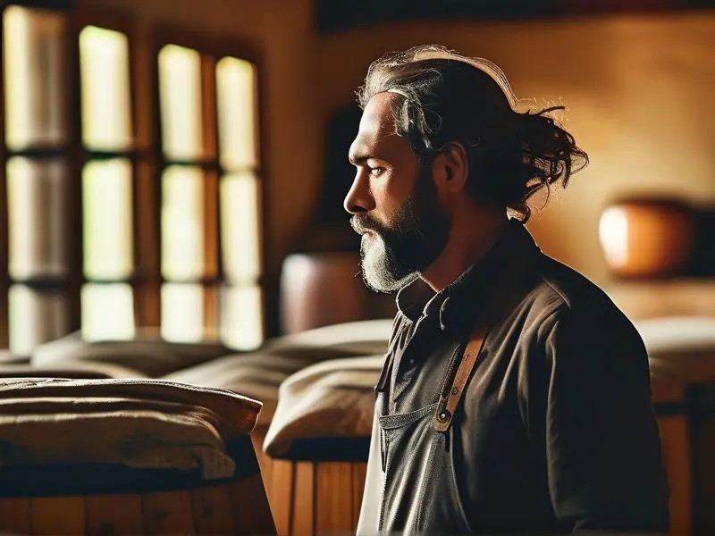 专业酿酒师检查白酒发酵过程