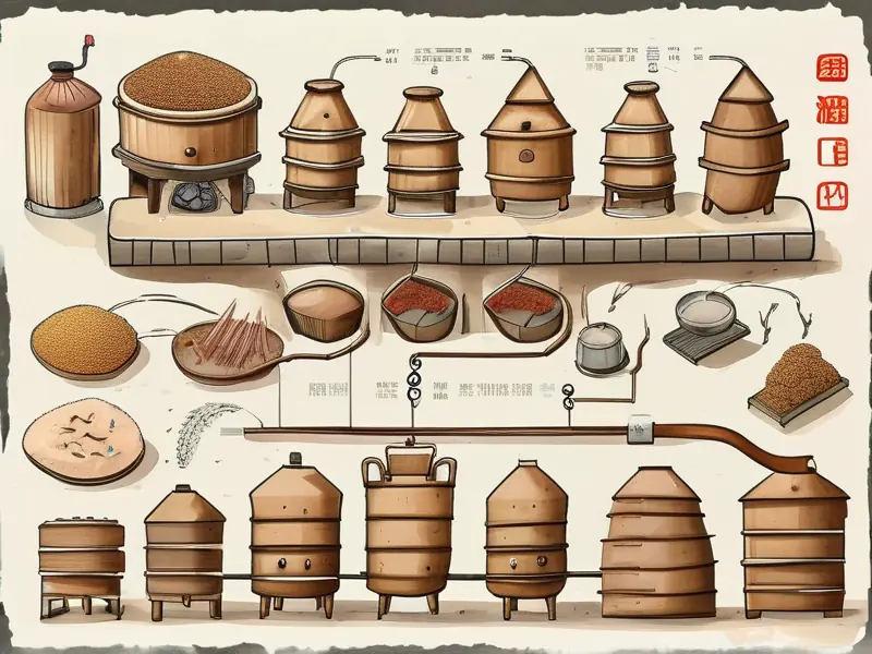 白酒酿造工艺手绘流程图详解