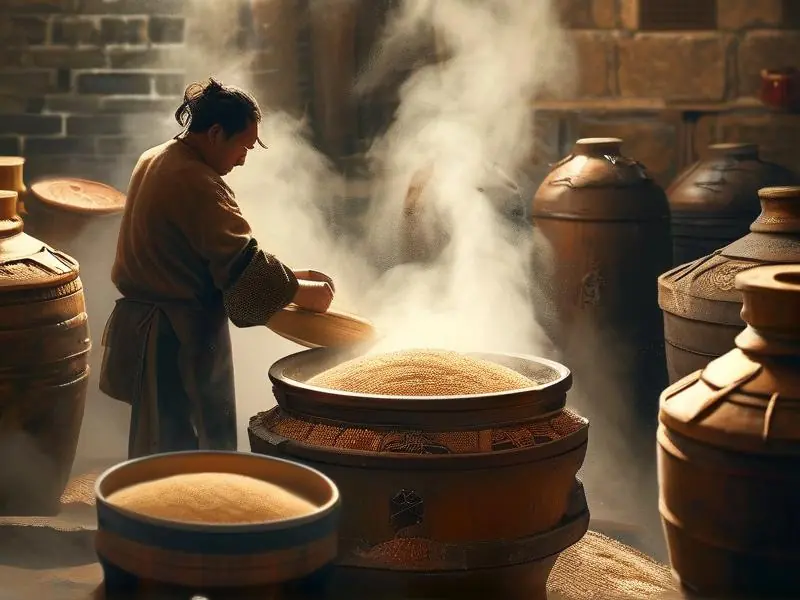 传统纯粮白酒酿造过程展示