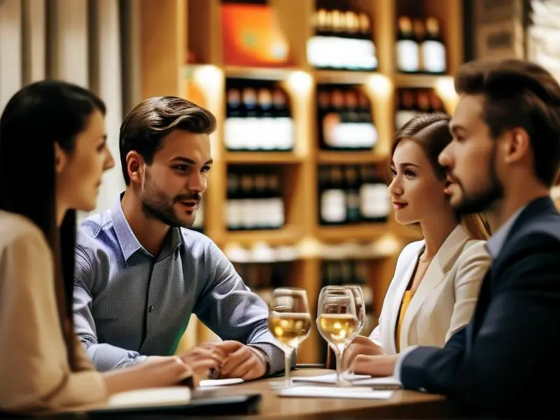 白酒销售培训现场，讲师与学员互动