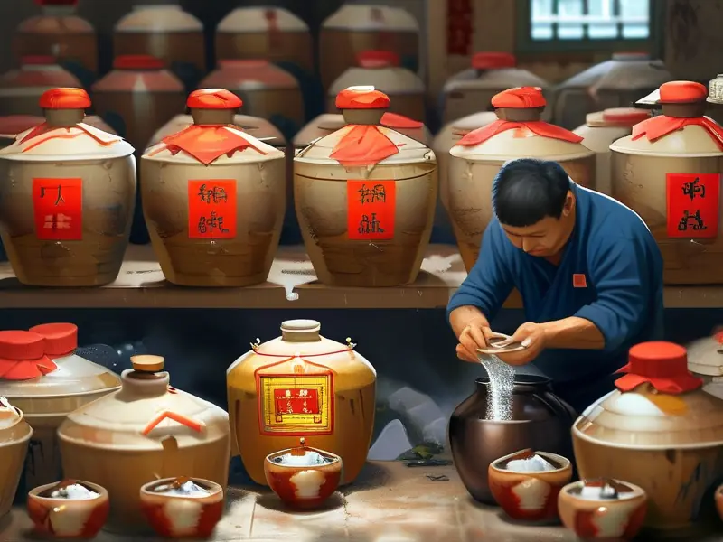 专业酿酒师在调整白酒度数