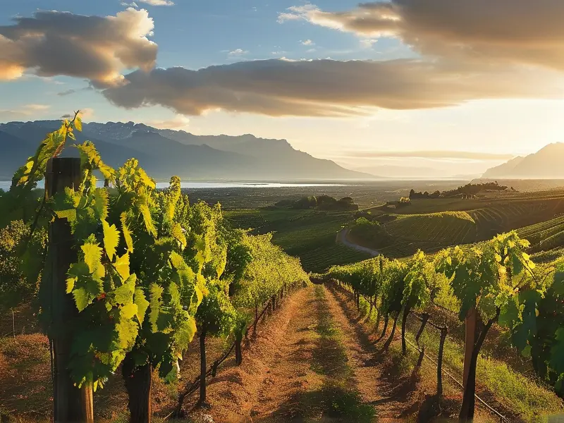 北纬30度酿酒区域风光，展示黄金纬度下的葡萄园和自然条件