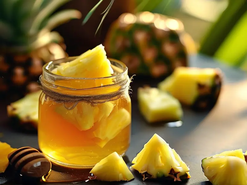 自制菠萝酒原料与发酵过程实拍图