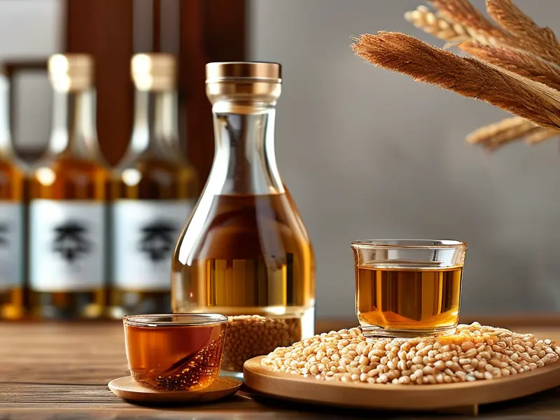 纯粮食酿造酒原料与成品对比及国家标准展示
