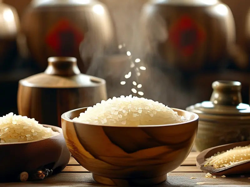 大米酒酿造过程中的蒸米步骤