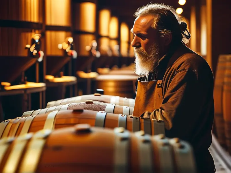 酿酒师检查低度酒发酵过程