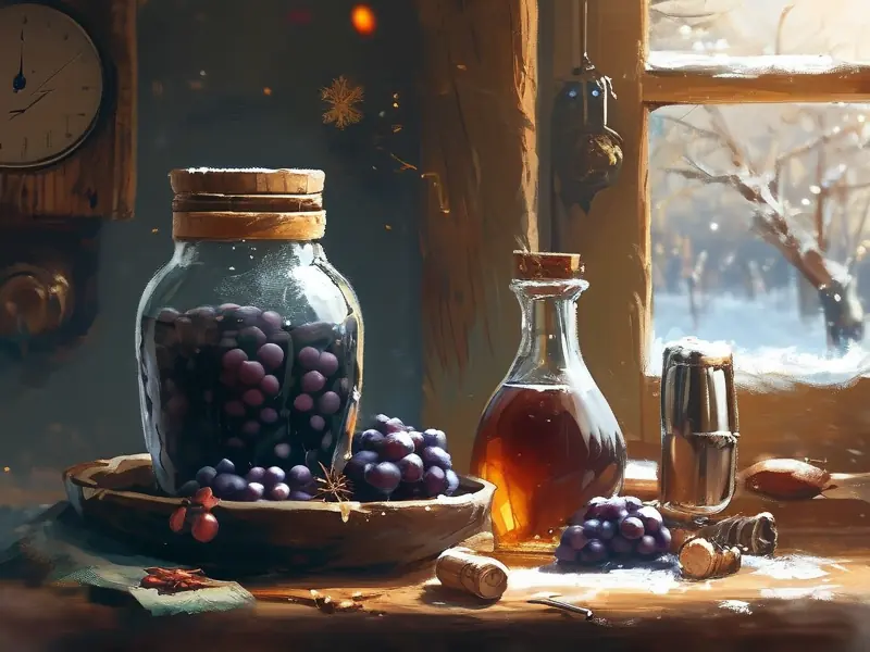 冬季家庭自酿葡萄酒实景展示