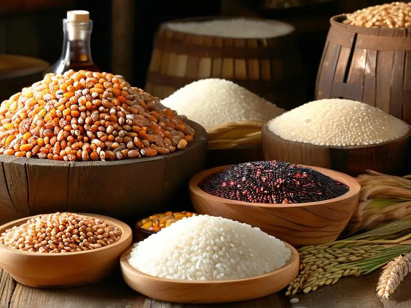 多种粮食酿酒原料展示