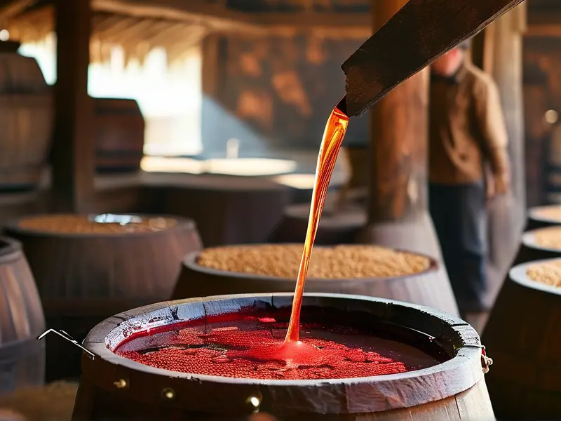 高粱酒红色酿造过程