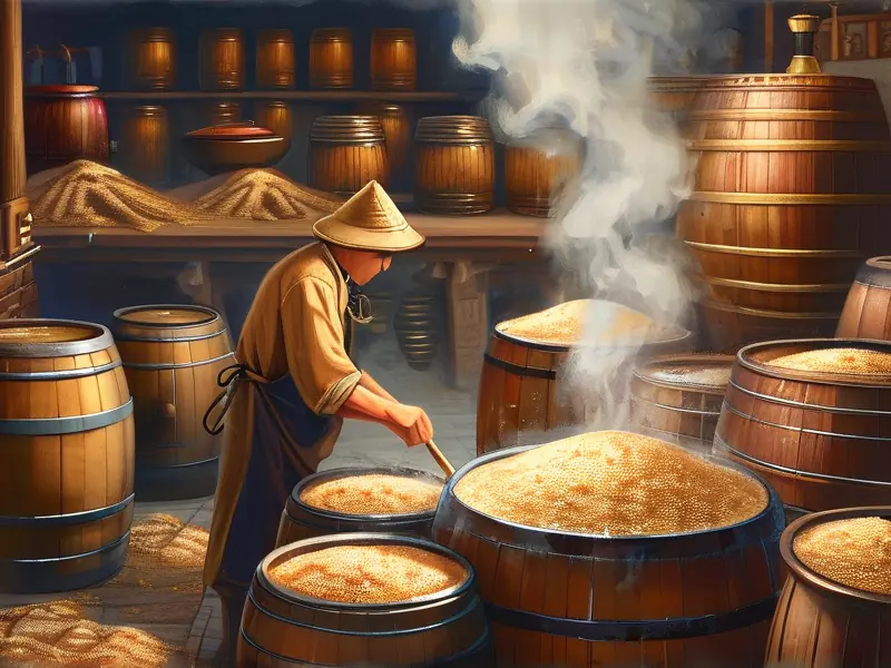 传统高粱酒酿造过程实拍图