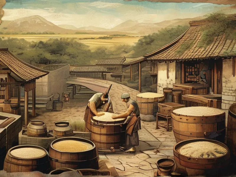 古代酿酒场景展示传统酿酒工艺